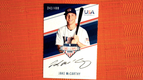 2018 Panini Stars & Stripes USA Baseball College National Team Connections Signatures Blue Ink #JM Jake McCarthy 242/499 Default Title