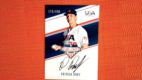 2018 Panini Stars & Stripes USA Baseball College National Team Connections Signatures Blue Ink #PR Patrick Raby 178/499 - Cincinnati Reds Default Title