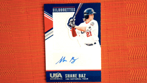 2018 Panini Stars & Stripes USA Baseball USA National Team Silhouettes Signatures Jerseys #153 Shane Baz 54/199 - Tampa Bay Rays Default Title
