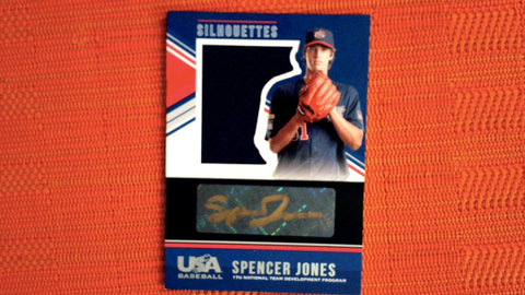 2018 Panini Stars & Stripes USA Baseball USA National Team Silhouettes Signatures Jerseys Black Gold #102 Spencer Jones 33/39 - New York Yankees Default Title