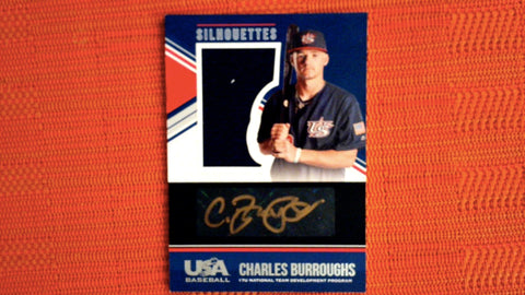 2018 Panini Stars & Stripes USA Baseball USA National Team Silhouettes Signatures Jerseys Black Gold #73 Charles Burroughs 22/39 Default Title