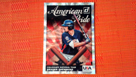 BRADEN SHEWMAKE 2019 DONRUSS AMERICAN PRIDE RAPTURE 623/999 #AP3 ATLANTA BRAVES