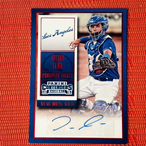 2015 PANINI CONTENDERS BASEBALL JULIAN LEON PROSPECT TICKET AUTO RED