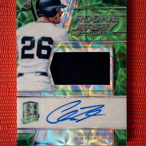 2019 Panini Chronicles Spectra Jersey Neon Green 5/25 Chris Shaw #142 Rookie Auto