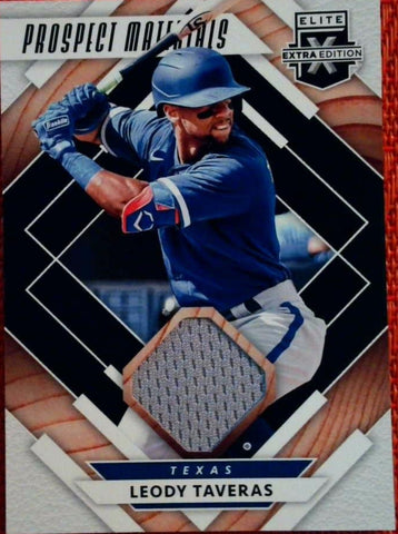 2020 Panini Elite Extra Edition Prospect Materials Black #PM-LT Leody Taveras Baseball Default Title