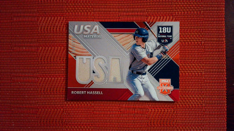 2020 Panini Elite Extra Edition USA Baseball Material Black #USAM-RH Robert Hassell Baseball Default Title