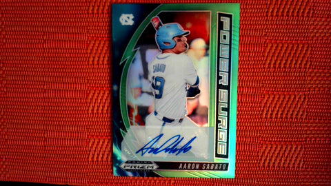 2020 Panini Prizm Draft Picks Power Surge Green Autograph 15/23 #PDP171 Aaron Sabato Default Title