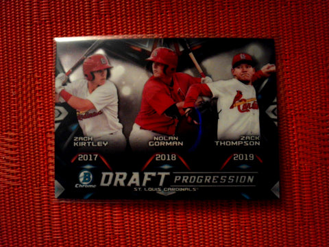 2019 Bowman Draft DPR-STL Zack Thompson/Nolan Gorman/Zach Kirtley  - St. Louis Cardinals (Draft Progression Trios Set)