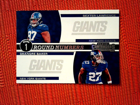 2019 Panini Contenders NFL 1 Deandre Baker/Dexter Lawrence - New York Giants (Round Numbers Set)