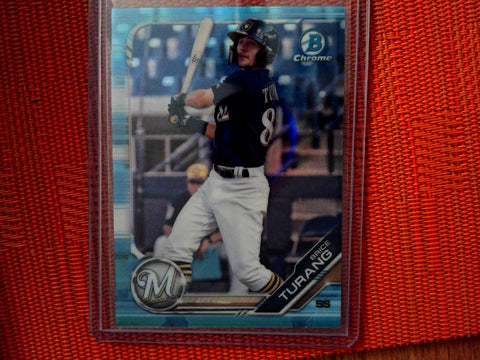 2019 Bowman Draft Chrome BDC-130 BRICE TURANG Brewers Sky Blue Refractor