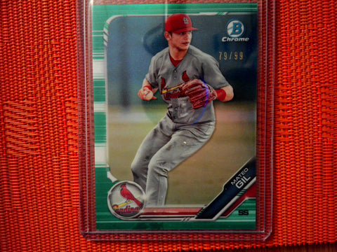 2019 Bowman Draft Chrome: Mateo Gil #BDC-38 > Chrome Green Refractor Card /99