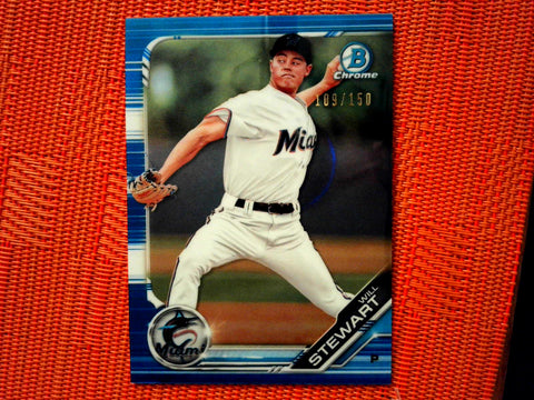 2019 Bowman Draft Will Stewart Blue Refractor /150 - Miami Marlins