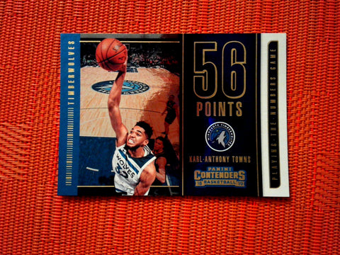 2018-19 Panini Contenders Basketball 22 Karl-Anthony Towns - Minnesota Timberwolves (Playing the Numbers Game Set)