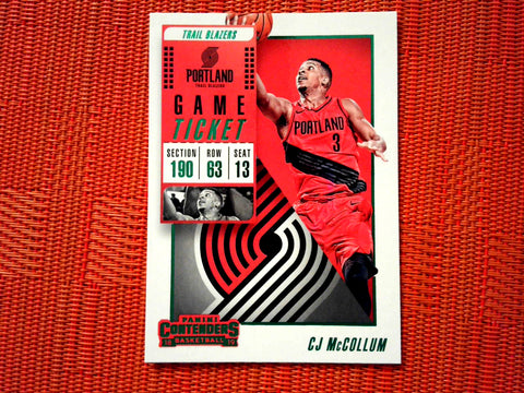 2018-19 Panini Contenders Basketball 95 CJ McCollum - Portland Trail Blazers (Green Game Tick.)