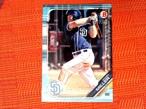 2019 Bowman Draft Sky Blue #BD-186 Owen Miller /499