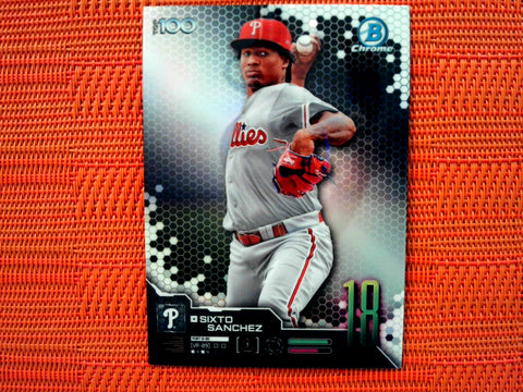 2019 Bowman #BTP-18 Sixto Sanchez - Philadelphia Phillies (Chrome Bowman Scouts' Top 100 Set)