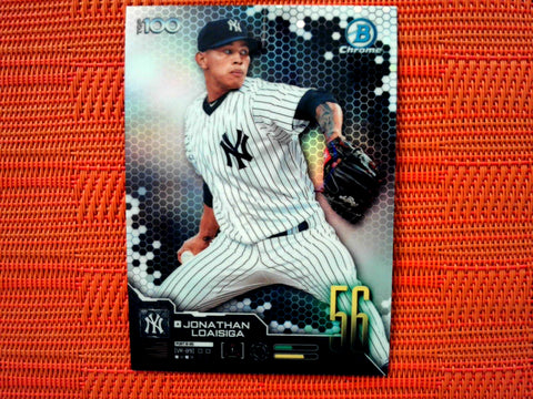 2019 Bowman #BTP-56 Jonathan Loaisiga - New York Yankees (Chrome Bowman Scouts' Top 100 Set)