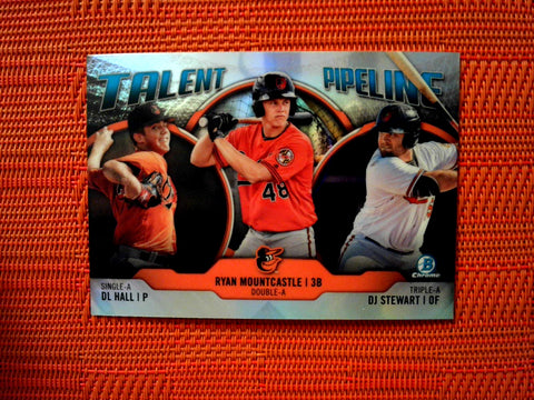 2019 Bowman #TP-BAL DJ Stewart /Ryan Mountcastle/DL Hall- Baltimore Orioles (Chrome Talent Pipeline Set)