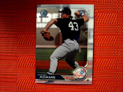 2019 Bowman Chrome #16 Chance Adams - New York Yankees RC (Chrome)