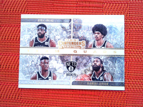 2019-20  Panini Contenders NBA # 3 Jarrett Allen/Caris LeVert/DeAndre Jordan/Kyrie Irving - Brooklyn Nets(Team Quads Set)