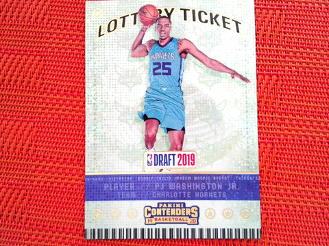 2019-20  Panini Contenders NBA # 12 PJ Washington Jr. - Charlotte Hornets (Lottery Tick. Set)