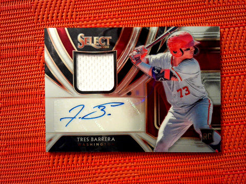 2020 Panini Select Baseball  #RJA-TB Tres Barrera - Washington Nationals- Rookie Jersey Autographs White 090/209