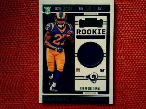 2019 Panini Contenders NFL #RTS-25 Darrell Henderson - Los Angeles Rams- Rookie Tick. Jersey