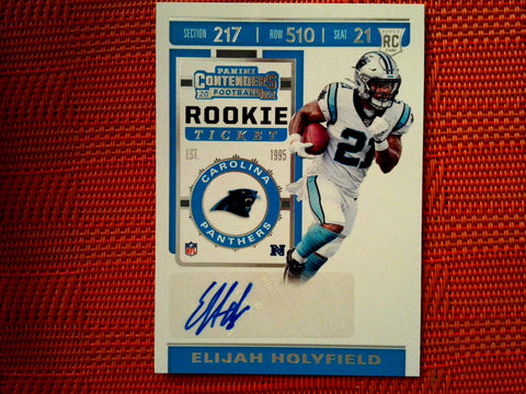 2019 Panini Contenders NFL #164 Elijah Holyfield - Carolina Panthers- Rookie Tick. Autograph