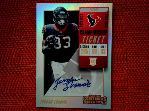 2019 Panini Contenders NFL #244 Jordan Thomas - Houston Texans- Championship Tick. Autograph 19/49