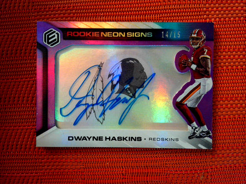 2019 Panini Elements Football #RNS-DH Dwayne Haskins - Washington Redskins- Rookie Gold  Neon Signs 14/15