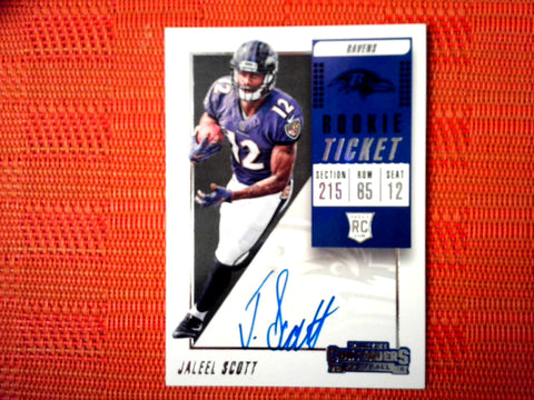 2018 Panini Contenders NFL #135 Jaleel Scott - Baltimore Ravens- Rookie Tick. Autograph