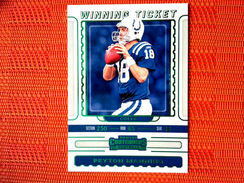 2019 Panini Contenders NFL #WT-3 Peyton Manning - Indianapolis Colts- Green Winning Tick. Football