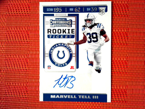 2019 Panini Contenders NFL #237 Marvell Tell III - Indianapolis Colts- Rookie Tick. Autograph Football