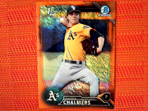 2016 Bowman Chrome #BCP231 Dakota Chalmers - Oakland Athletics- Orange Shimmer