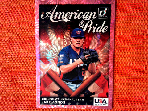 2019 Donruss #AP12 Jake Agnos - Philadelphia Phillies-  Pink Firework American Pride USA Baseball National Collegiate Team Baseball