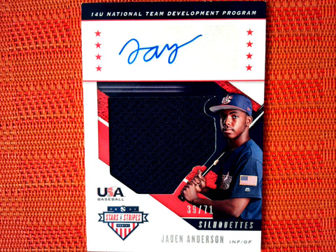 2019 Panini Stars & Stripes #USA-FR Jaden Anderson - National Team Development Program- Silhouettes Autographed Jersey 39/71 (Class of 2022)