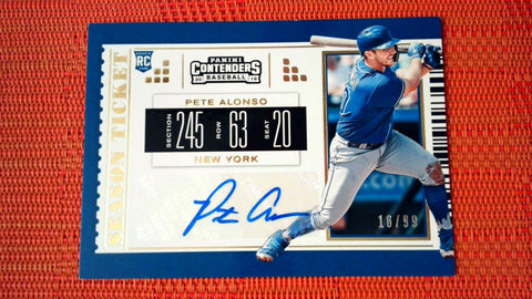 2019 Panini Chronicles Pete Alonso Contenders Season Ticket Auto Gold 18/99