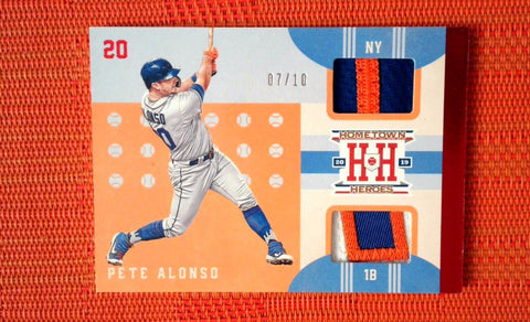 2019 Panini Pete Alonso Player Used Hometown Heros Dual Relic Card NY Mets  7/10