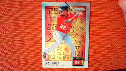 2019 PANINI PRIZM SILVER JUAN SOTO NUMBERS GAME BASEBALL CARD #NG1