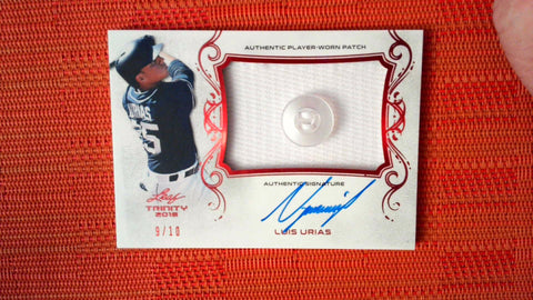 2018 Luis Urias  Leaf Trinity Button Patch Auto Rookie Rc #09/10