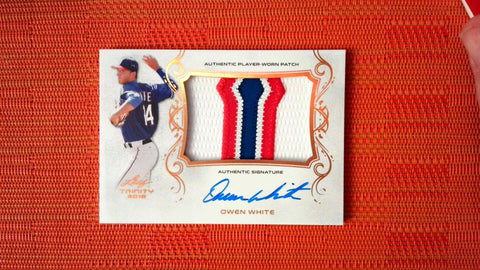 2018 Leaf Trinity Baseball OWEN WHITE #PA-OW1 Worn Patch Autograph On Card