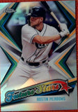 A trading card featuring a baseball player, with a background suggesting a sporty or athletic theme.