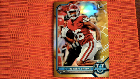 2021-22 Bowman U Football Gold Refractor #18 Kennedy Brooks 41/50 Default Title