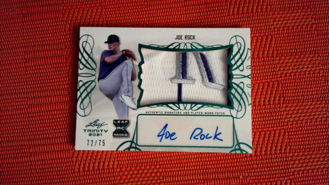 2021 Leaf Trinity Baseball #PA-JR1 Joe Rock Patch Autographs Green 72/75 Baseball Default Title