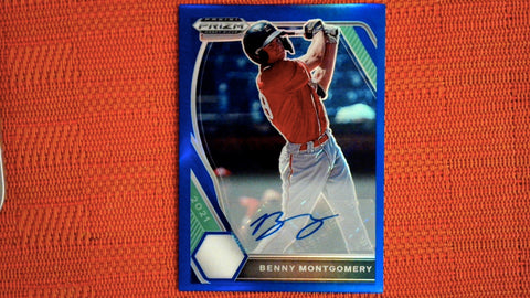 2021 Panini Prizm Draft Picks Baseball Blue Autograph Silver Prizm #PDP8 Benny Montgomery 56/99 Default Title