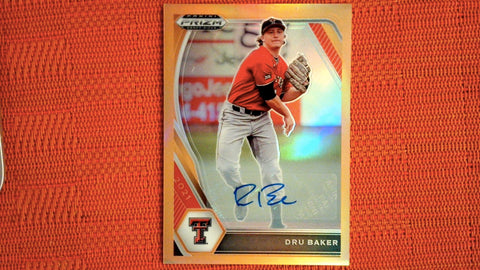2021 Panini Prizm Draft Picks Baseball Neon Orange Autograph Silver Prizm #PDP130 Dru Baker 16/20 Default Title