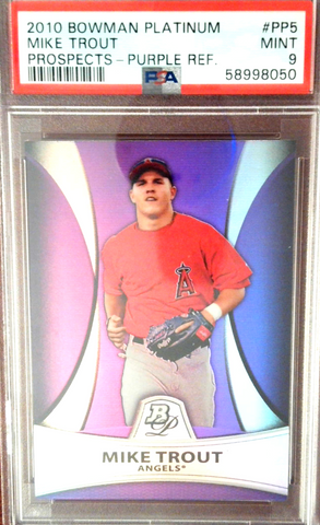2010 Bowman Platinum #PP5 Mike Trout - Prospects Purple Refractor PSA 9 Rookie