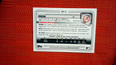2020 Bowman 1st Edition BFE-51 Everson Pereira Yankees