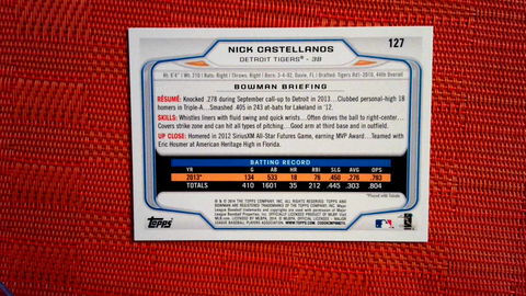 2014 Bowman #127 Nick Castellanos RC Rookie Tigers Cubs Reds