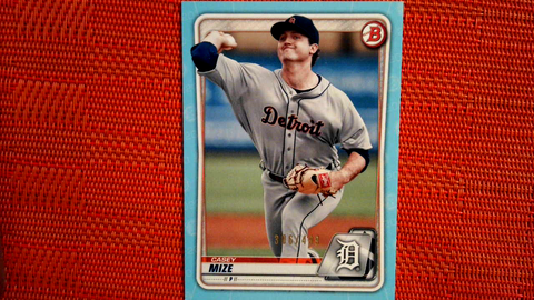 2020 Bowman Casey Mize #BP-142 Sky Blue Parallel /499